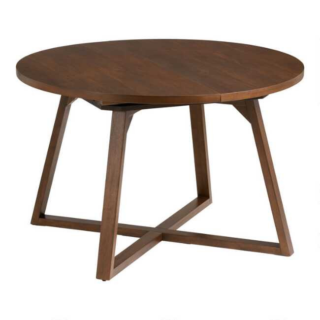 Maliyah Rounded Dark Walnut Extension Dining Table | World Market