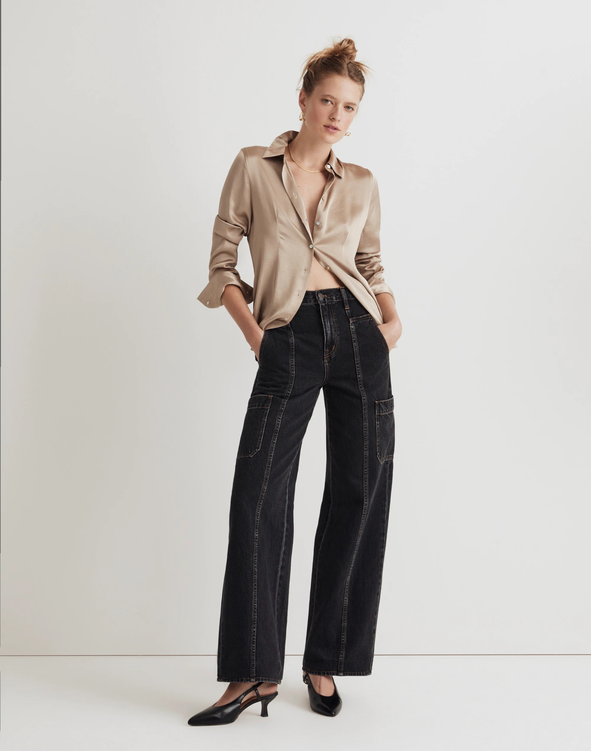 Baggy Straight Cargo Jeans in Westburg Wash | Madewell