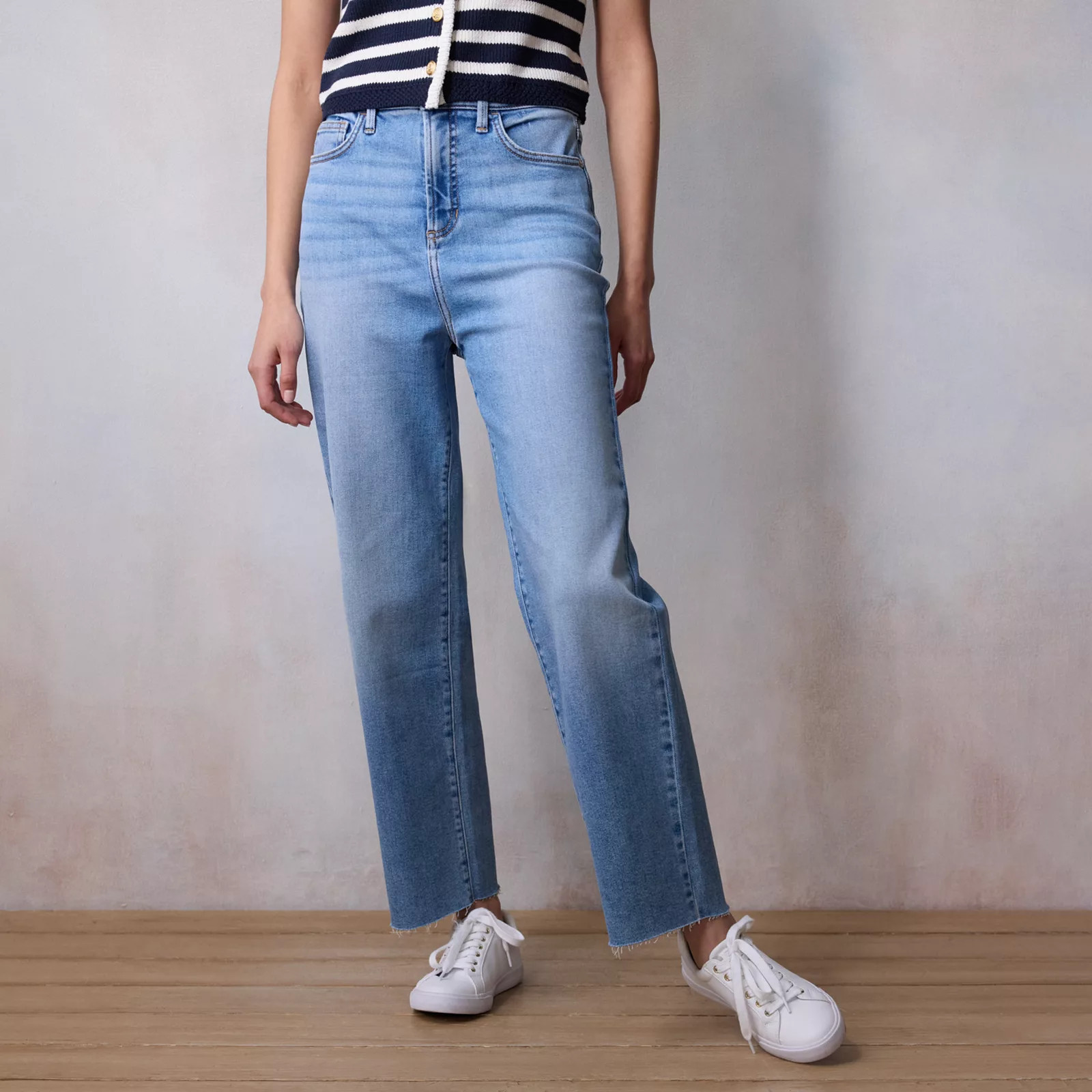 Women's LC Lauren Conrad Ultra High-Rise Straight Ankle Raw Hem Jeans | Kohl's