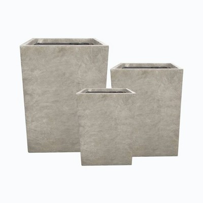 Set of 3 Kante Lightweight Modern Square Outdoor Planters Weathered Concrete - Rosemead Home & Garden, Inc. | Target