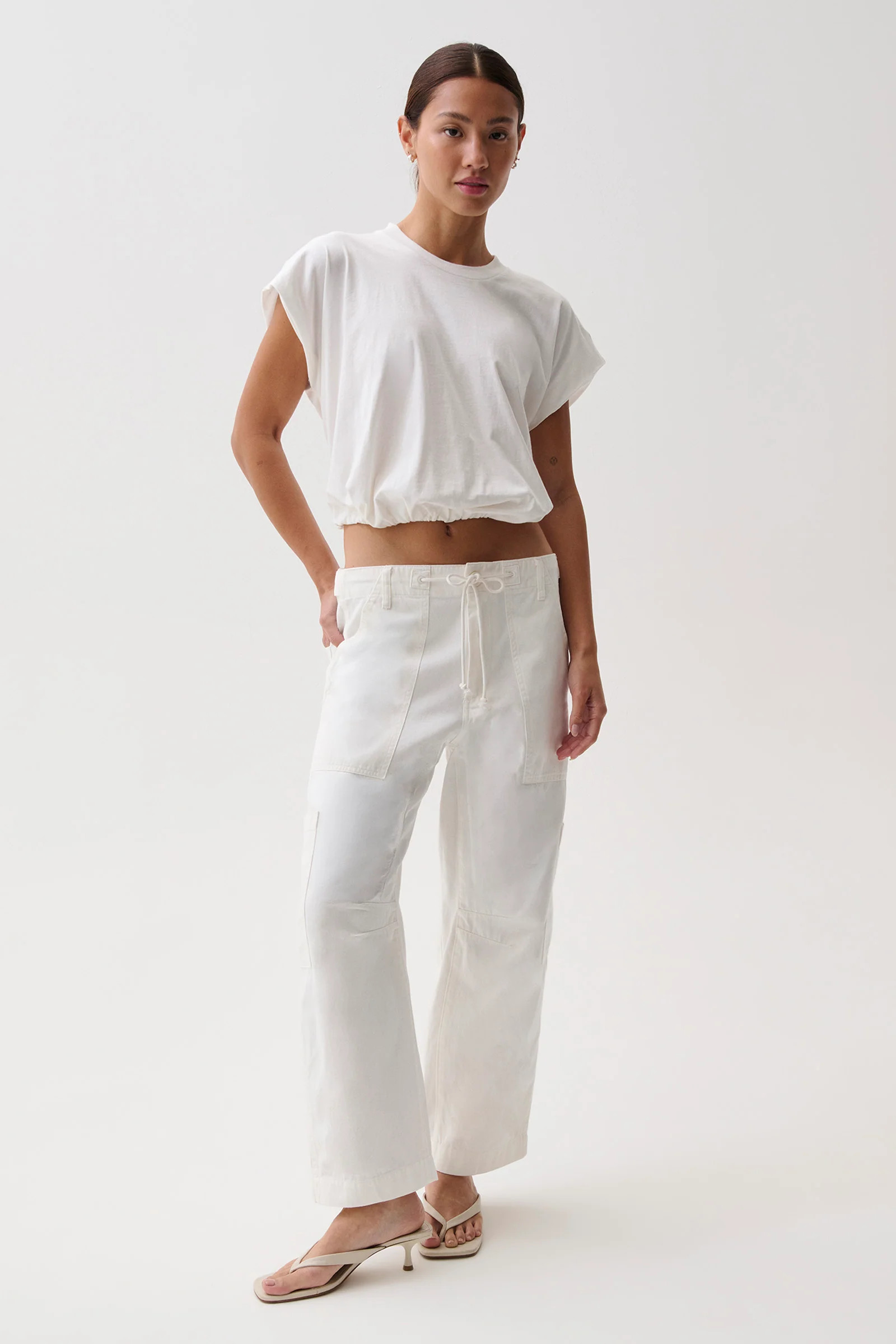 PETITE Sabrina Curved Utility Pants - White | Pistola Denim
