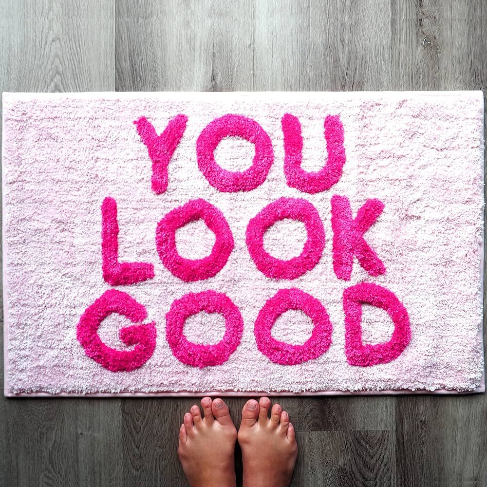 You Look Good Bath Mat Light Pink Blush Hot Pink Cute Bathroom Rugs for Girls Hello Gorgeous Peac... | Amazon (US)