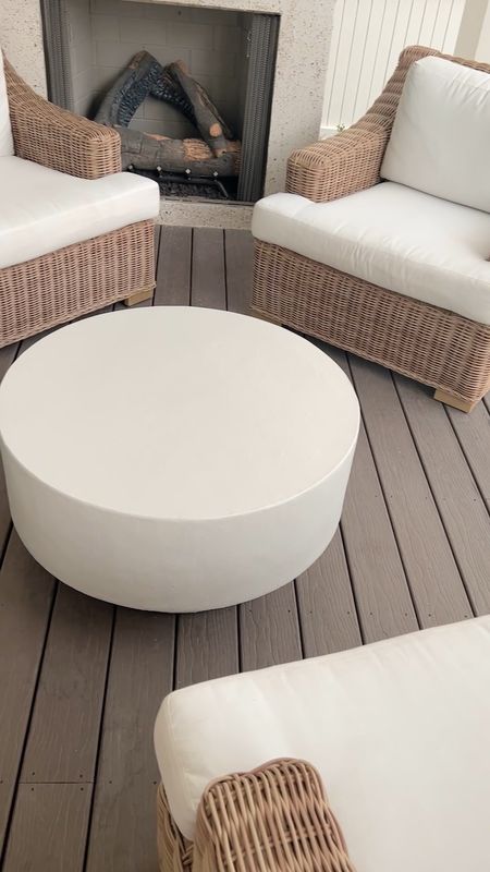 Target indoor outdoor coffee table. I have the matching side tables in my living room. You can layer the two tables together as well.  These patio chairs are a splurge but so gorgeous. 

#LTKStyleTip #LTKVideo #LTKHome