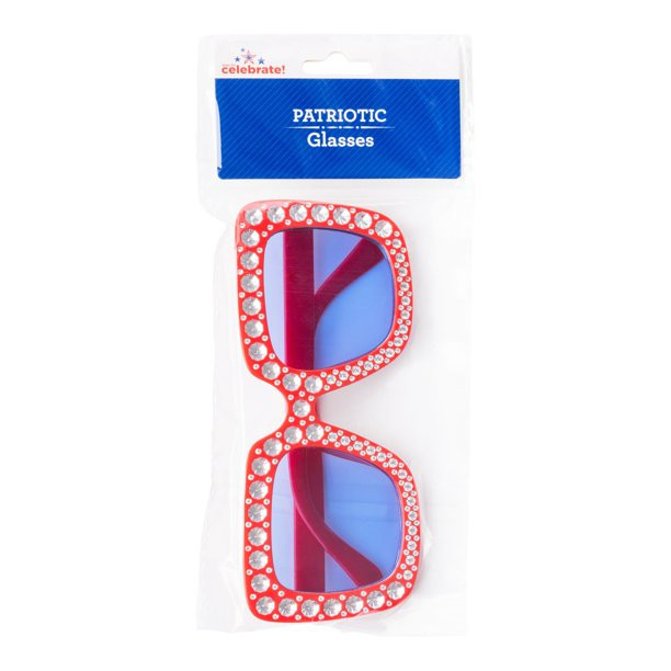 Patriotic Red Bling Glasses, Party Favor -Way to Celebrate | Walmart (US)