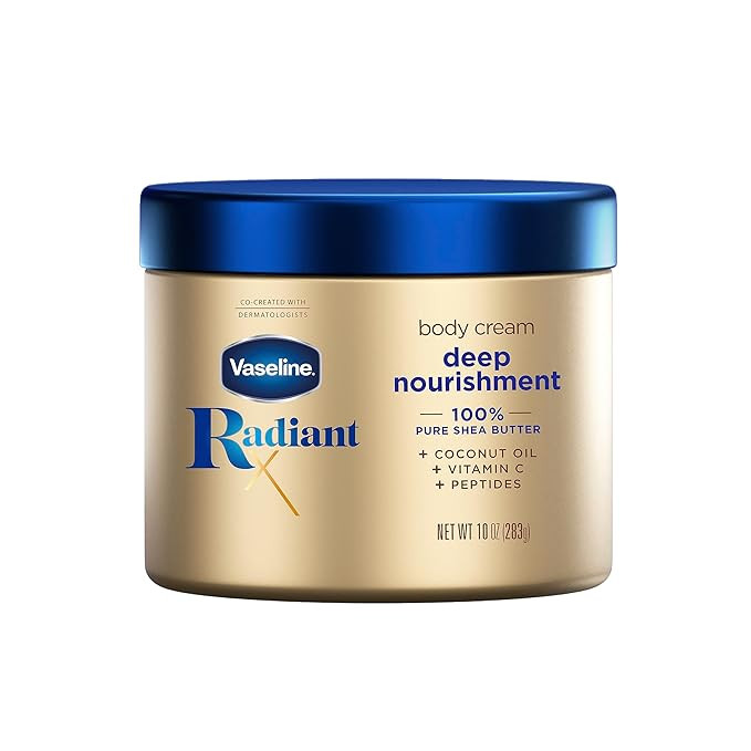 Vaseline Radiant X Deep Nourishment Body Cream 100% Pure Shea Butter, Coconut Oil, Vitamin C, & P... | Amazon (US)
