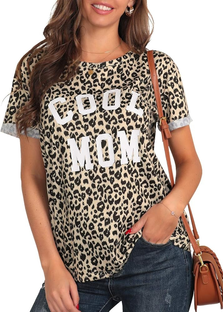 Blooming Jelly Women's Leopard Print Top Cool Mom Short Sleeve Casual Loose T Shirts | Amazon (US)