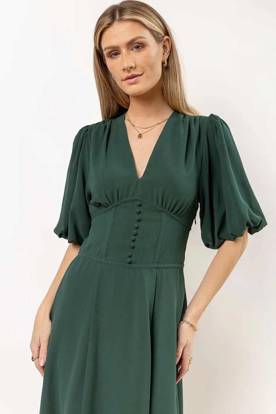 Ellie Chiffon Midi Dress in Teal | Bohme