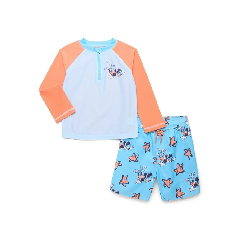 Character Toddler Boy Zip Rash Guard and Swim Shorts Set, 2-Piece, Sizes 12M-5T | Walmart (US)