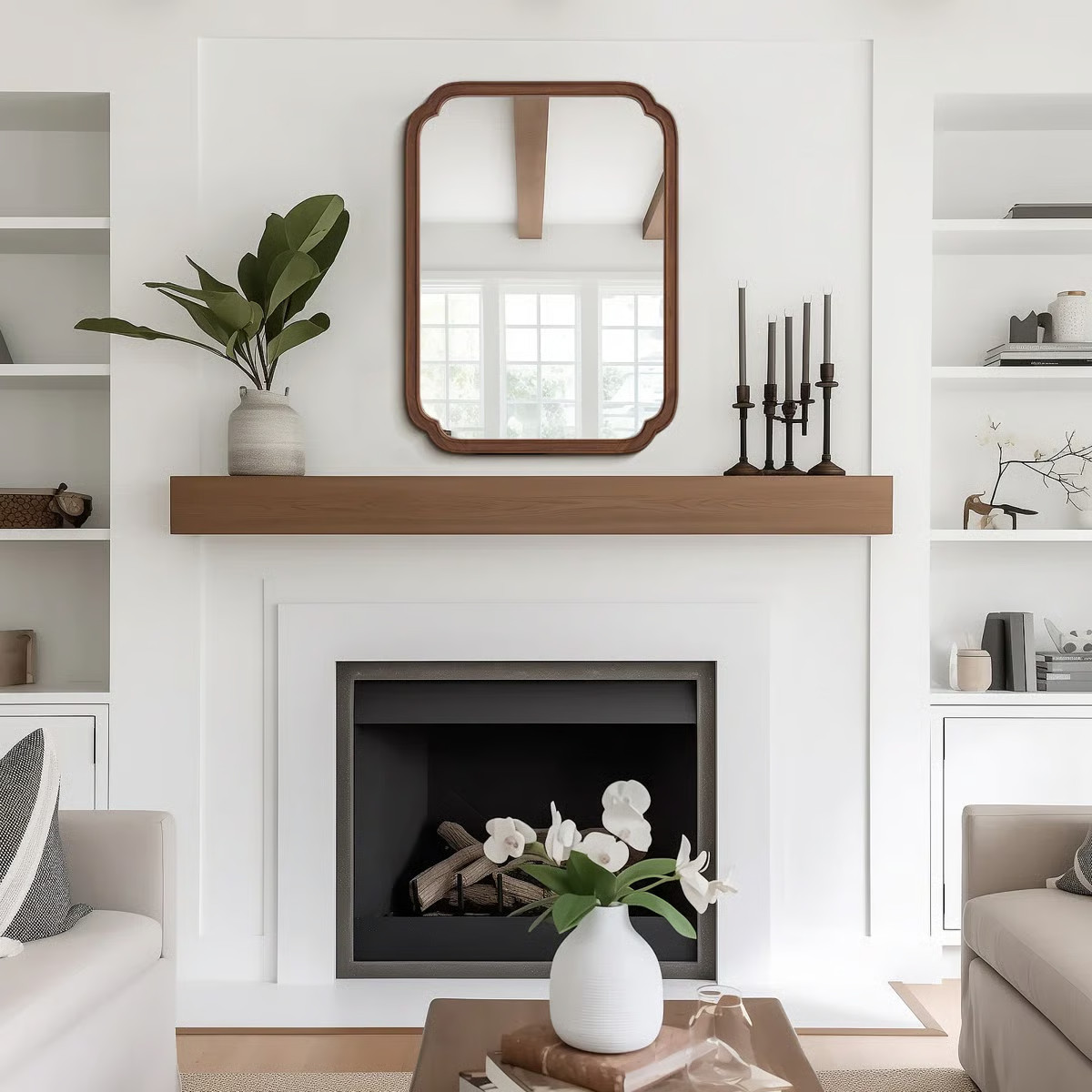 Ali Wood Accent Wall Mirror for Bathroom, Farmhouse Mirror Decorative Mirror | Wayfair North America