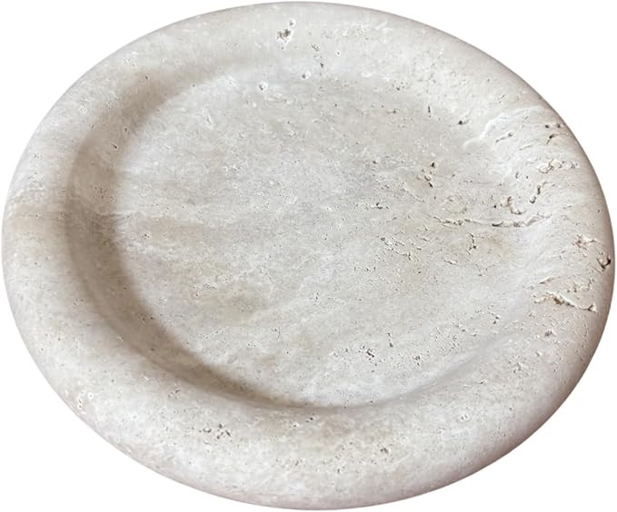 Marble Natural Round Bathroom Vanity Serving Tray, Decorative Storage Tray Circular Edge (Beige T... | Amazon (US)