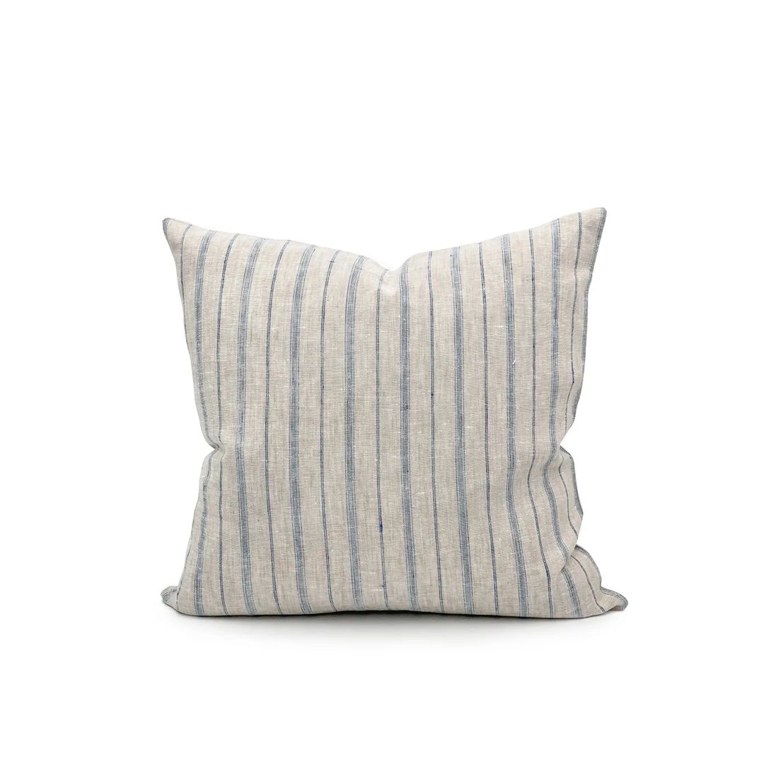 Blue and Natural Grey Linen Stripe Pillow Cover // Sofa Cushion, Throw Pillow, Modern Farmhouse P... | Etsy (US)