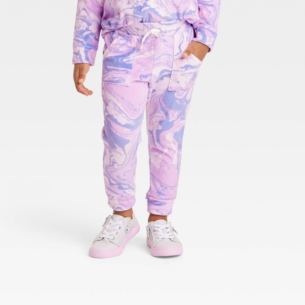 Toddler Girls' Fleece Tie-Dye Jogger Pants - Cat & Jack Purple 5T | Target