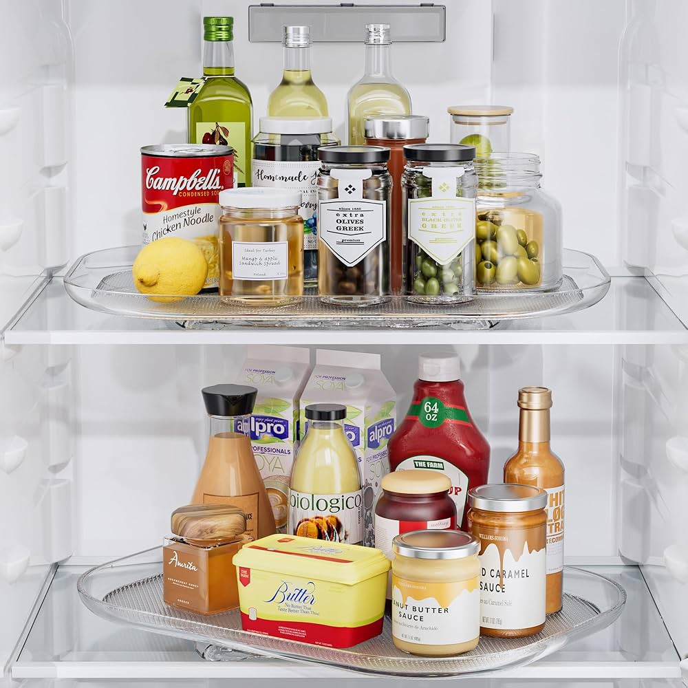 LAMU 2 Pack Lazy Susan Organizer for Refrigerator Organizers and Storage, Rectangular Turntable R... | Amazon (US)
