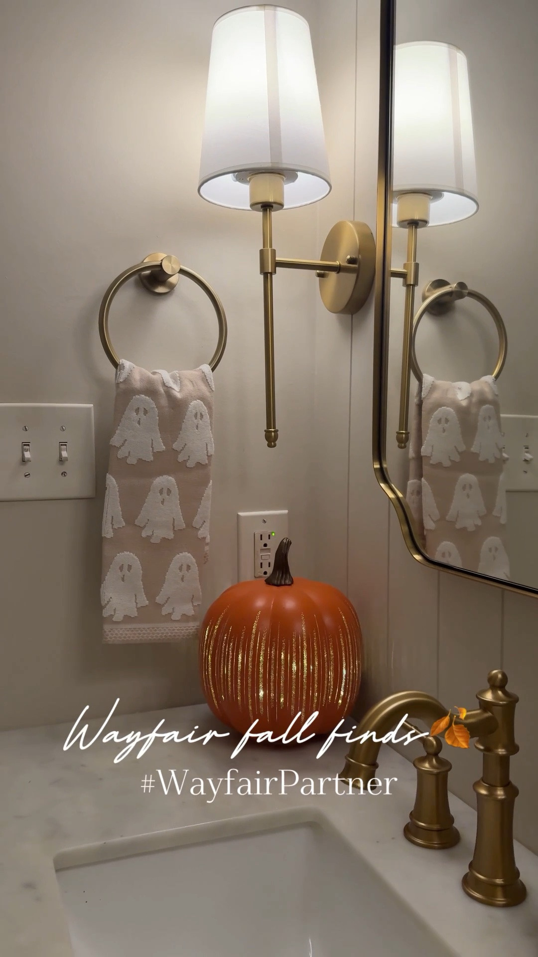 #Wayfairpartner #Ad #Wayfair I found the cutest fall finds on @Wayfair . The mercury glass pumpkins are so pretty
and I love the ghost towel! Shop below!