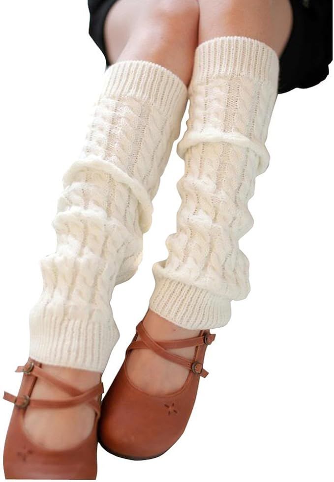 Knit Winter Thermal Warm Leg Warmers Cable Knit Leg Warmers Knitted Crochet Long Socks for Women ... | Amazon (US)