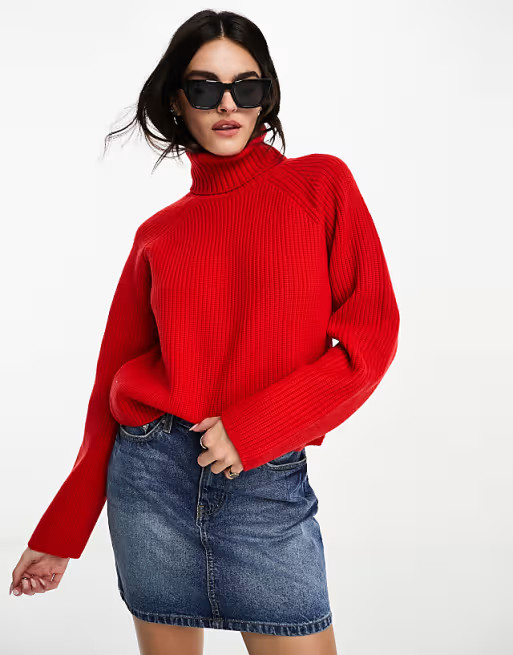 InWear priya chunky knit high neck jumper in red | ASOS (Global)