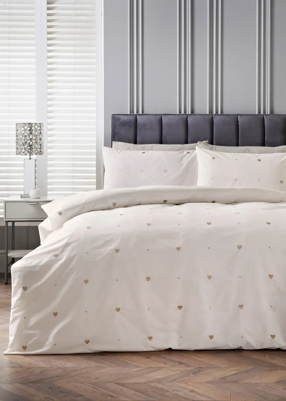 Natural Embroidery Heart Duvet Set | Matalan (UK)
