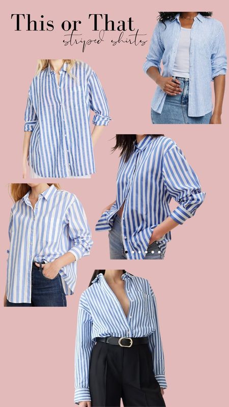 A blue striped button up is a staple for spring and summer

#LTKSeasonal #LTKFindsUnder50 #LTKFindsUnder100