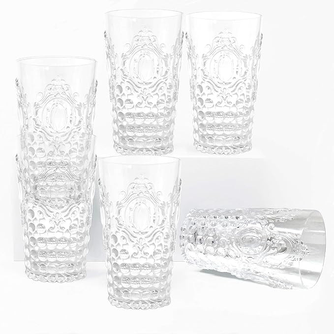 Le Cadeaux Acrylic Jewel Glassware collection Set of 6, Large Tumblers | Amazon (US)