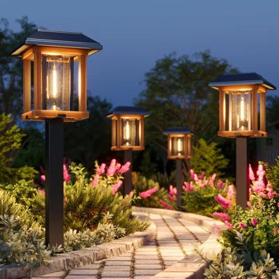 IP65 Waterproof Solar Pathway Lights - 25 LM Dual-Tone Warm LED Glass Lights, Outdoor Garden Lighting For Yard Patio Walkway Driveway Landscape | Wayfair North America