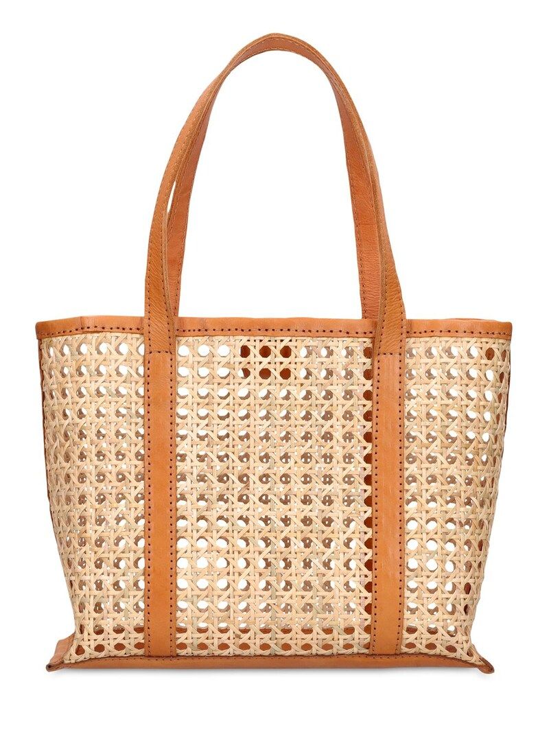 Bembien - Mini margot rattan & leather tote bag - Natural/Caramel | Luisaviaroma | Luisaviaroma