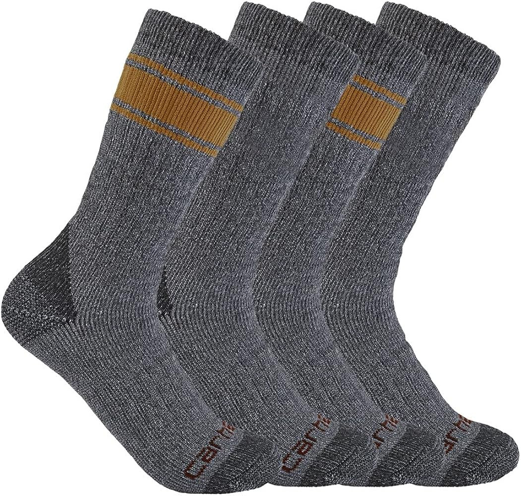 Carhartt Men's Heavyweight Crew Sock 4 Pack | Amazon (US)
