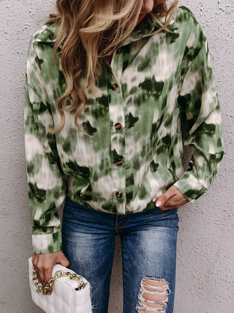 Tie Dye Button Through Blouse | SHEIN