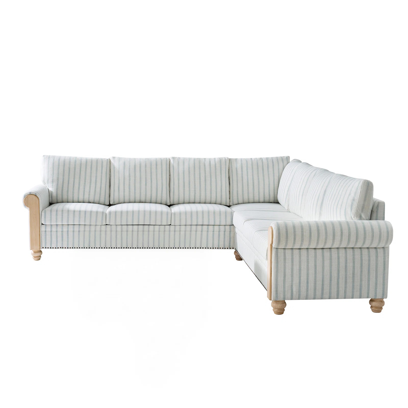 Aleana Farmhouse Sectional Sofa with Rolled Arm and Solid Wood Spindle Legs | Wayfair North America