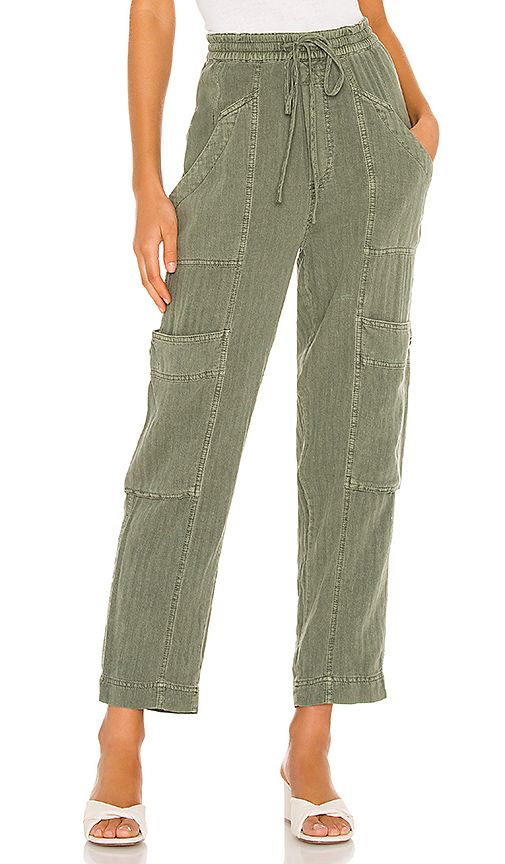 Free People Feelin Good Utility Pull Pant in Olive. - size L (also in S) | Revolve Clothing (Global)