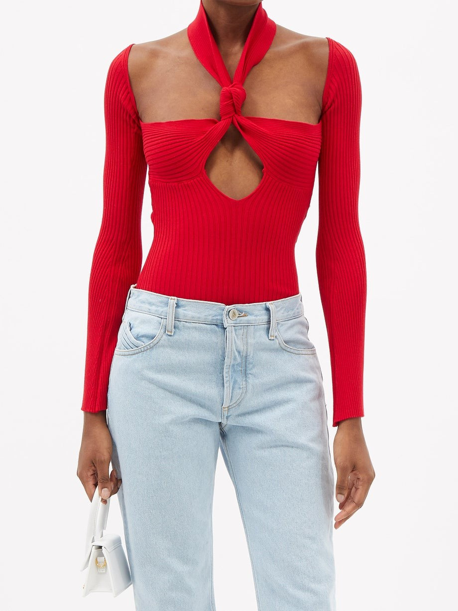 Cutout halterneck rib-knitted top | The Attico | Matches (US)