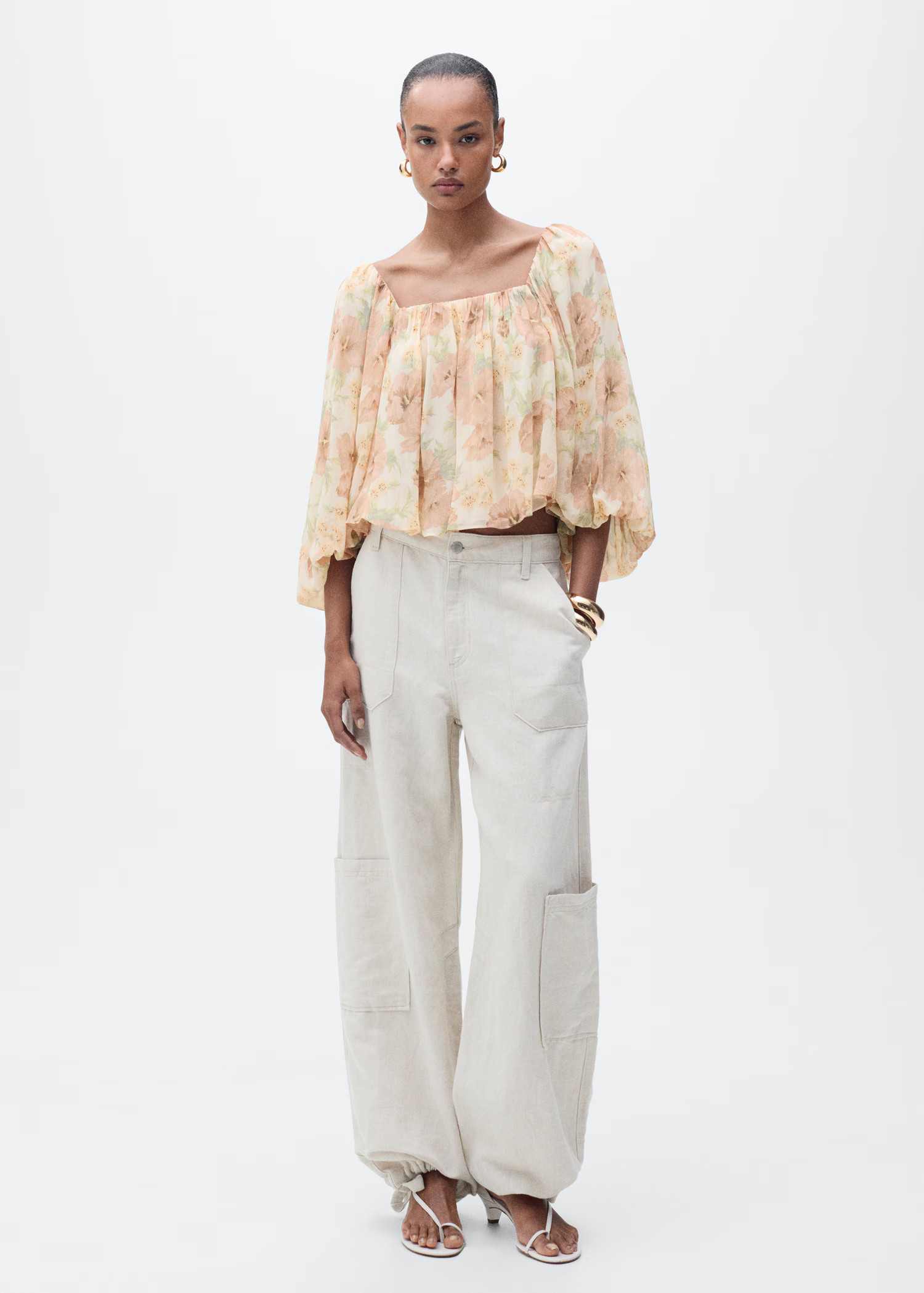 Open-back floral blouse - Women | MANGO USA | Mango (US/MX/AU)