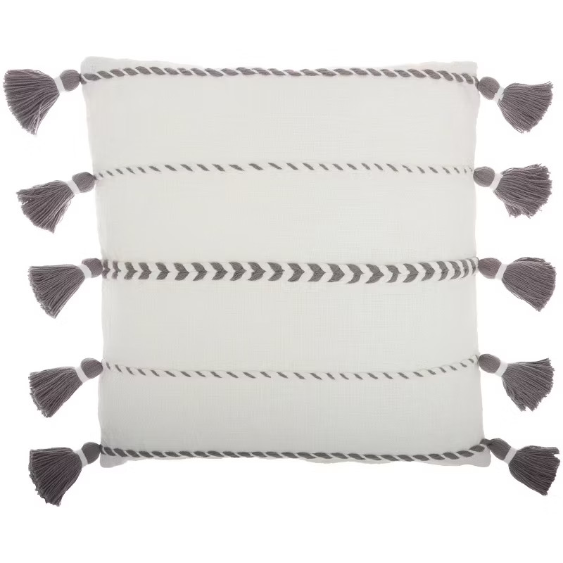 20"x20" Oversize Life Styles Braided Striped Square Throw Pillow with Tassels - Mina Victory | Target