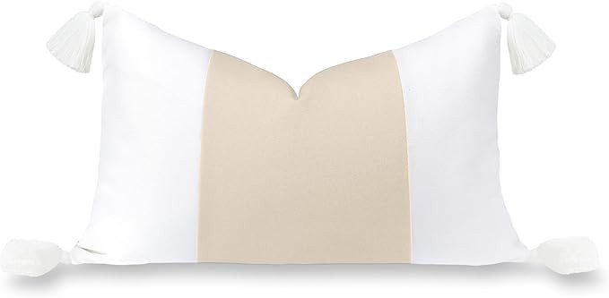 Hofdeco Premium Coastal Hampton Patio Indoor Outdoor Lumbar Pillow Cover Only, 12"x20" Water Repe... | Amazon (US)