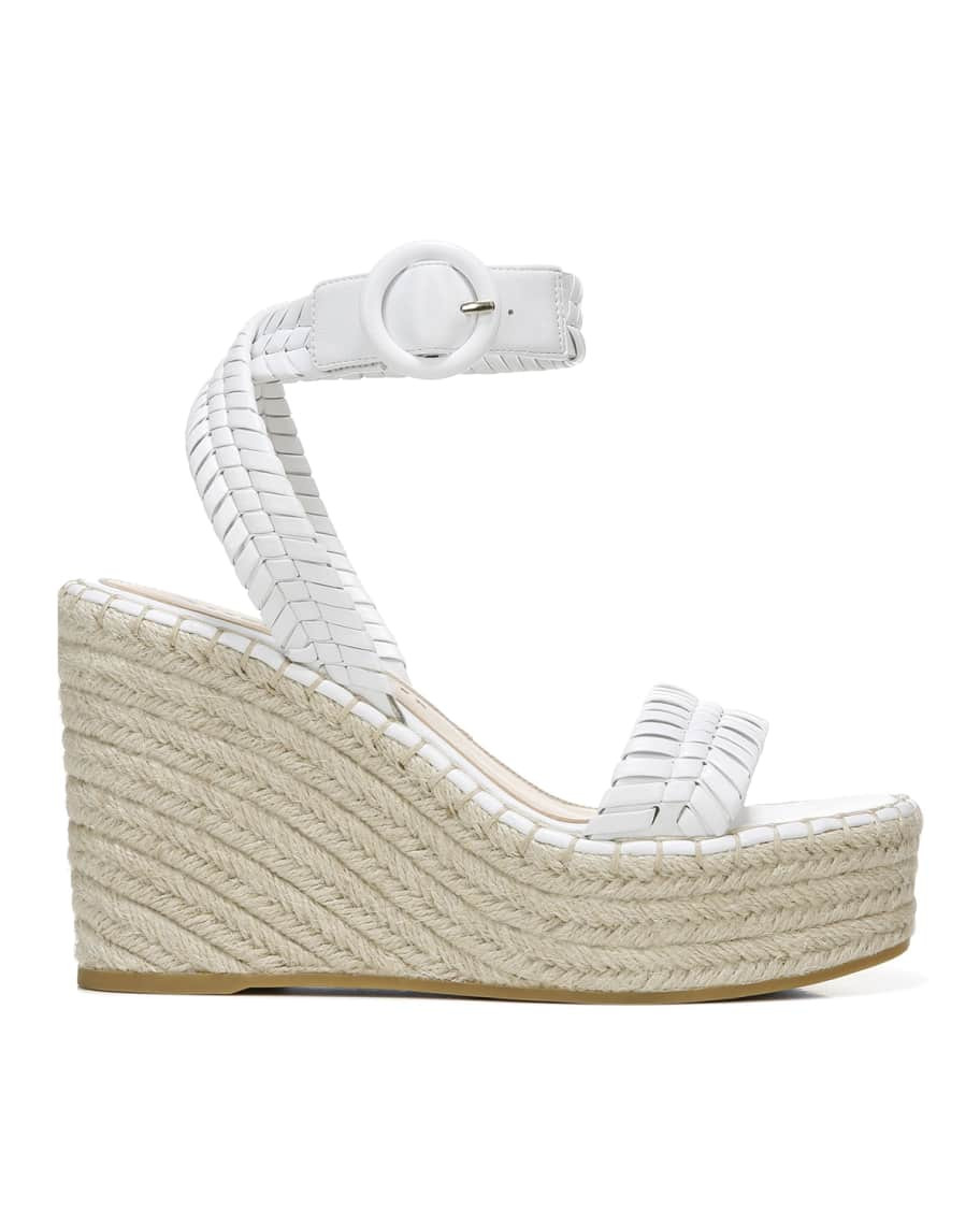 Veronica Beard Rilla Woven Leather Wedge Espadrilles | Neiman Marcus