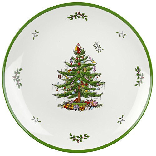 Spode Christmas Tree Melamine Round Platter - 14 Inch Shatterproof Serving Plate for Holiday Meals, Holiday Party - Festive Tableware for Indoor & Outdoor Use, Dishwasher Safe Christmas Dinnerware | Amazon (US)