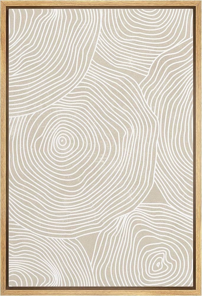 MUDECOR Framed Canvas Print Wall Art White Tan Geometric Spiral Wave Collage Shapes Abstract Illu... | Amazon (US)