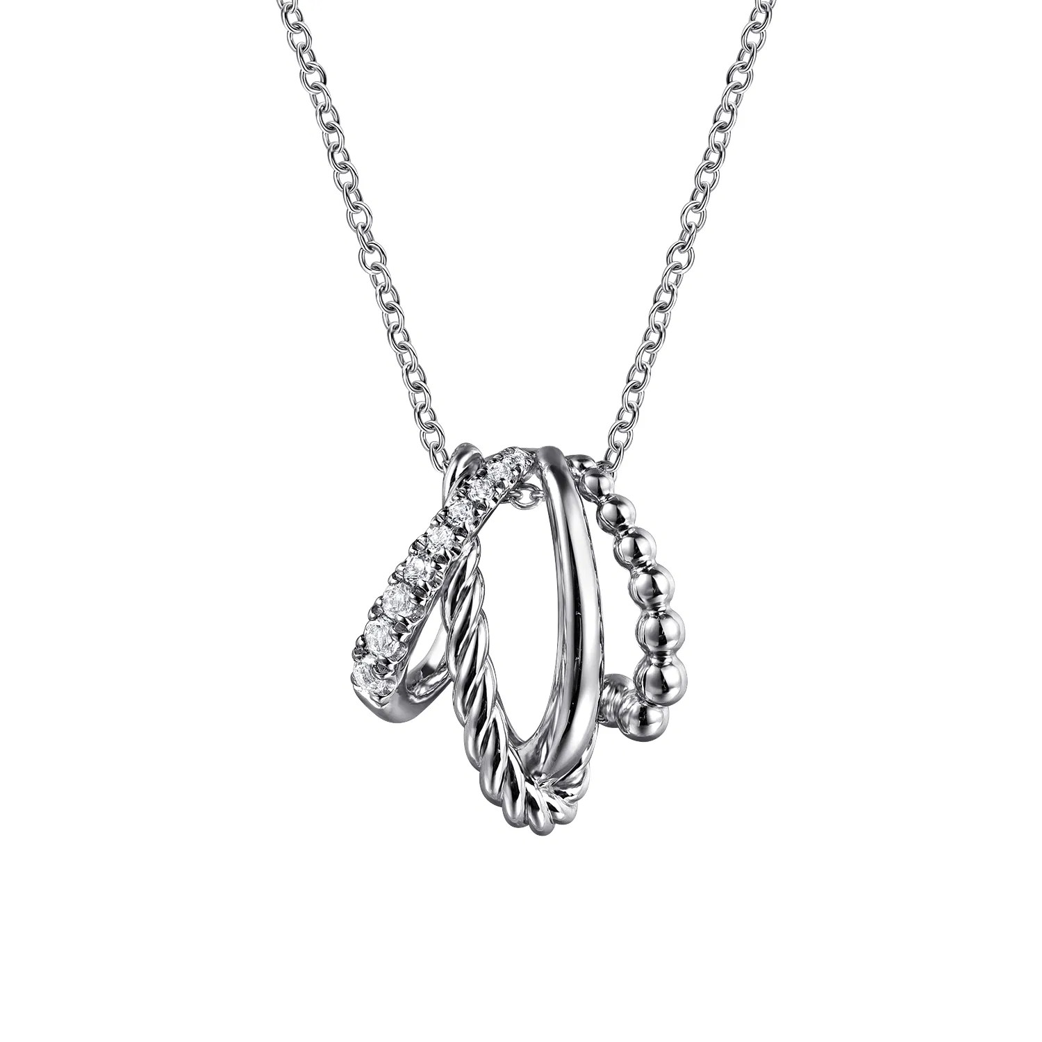 925 Sterling Silver Bujukan and White Sapphire Twisted Pendant Necklace | Gabriel & Co. Fine Jewelry And Bridal
