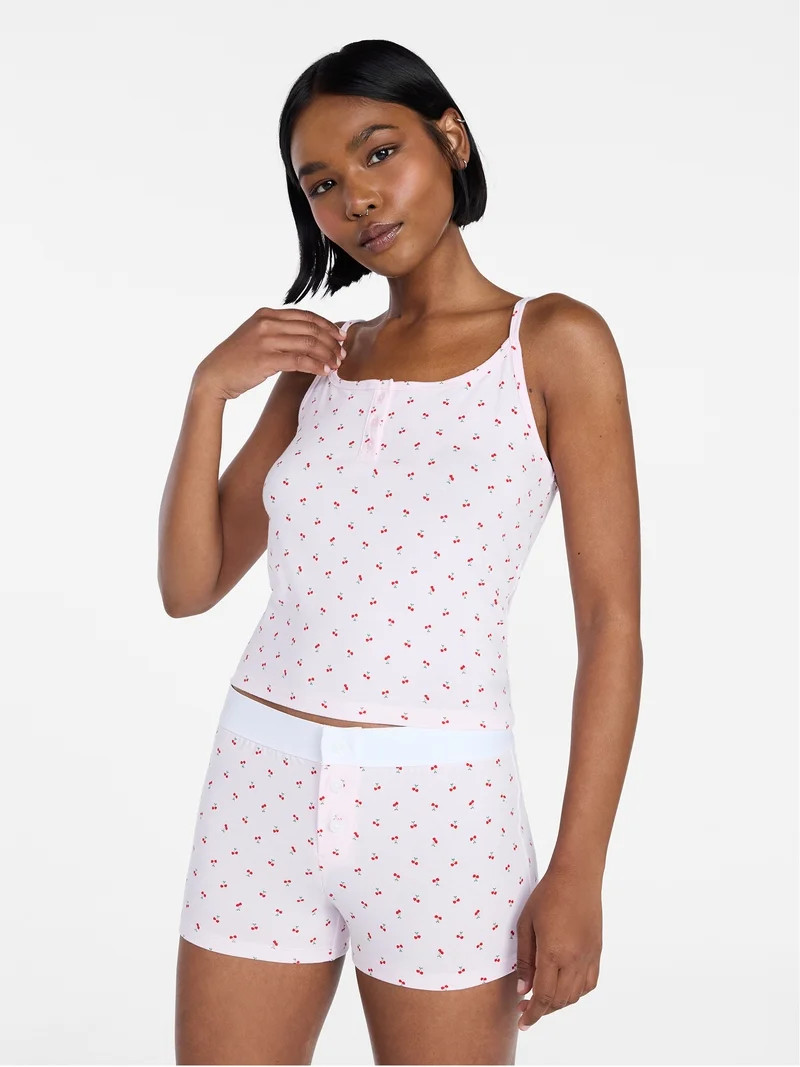 No Boundaries Cloud Core Cami and Boxer Shorts Sleep Set, 2-Piece, Women's XS-3X | Walmart (US)