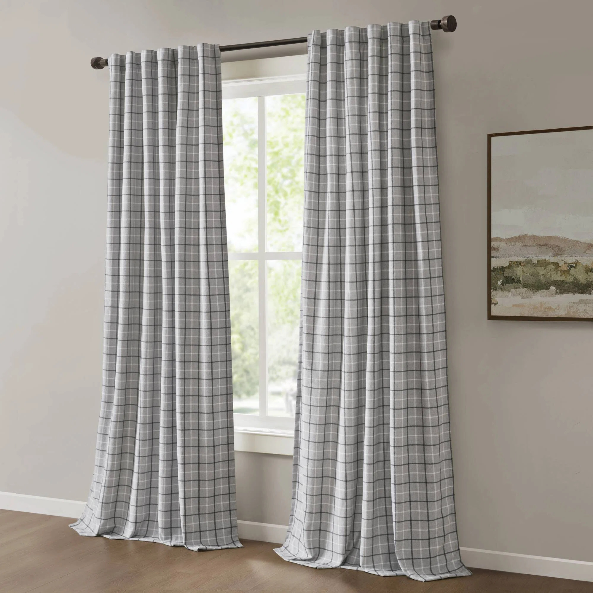 Anaheim Woven Plaid Room Darkening Thermal Fleece Lined Single Curtain Panel | Wayfair North America