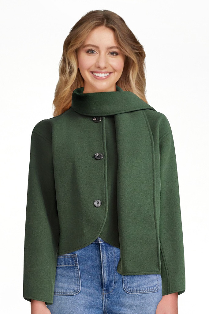 Free Assembly Women's Faux Wool Jacket with Scarf, Sizes XS-XXL | Walmart (US)