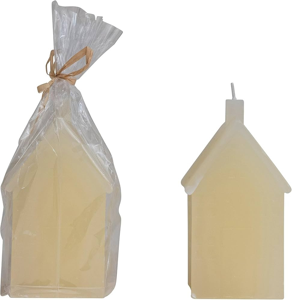 Creative Co-Op Unscented House Shaped, Cream Color (Approximate Burn Time 45 Hours) Candle, Ivory | Amazon (US)