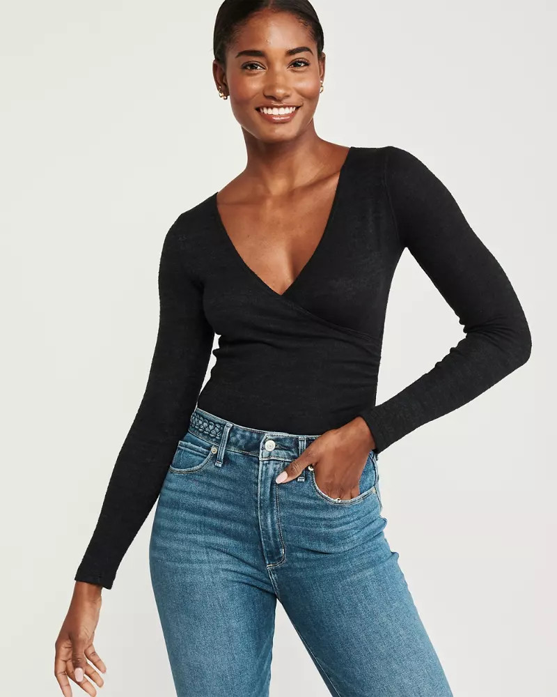 Long-Sleeve Wrap Bodysuit | Abercrombie & Fitch US & UK