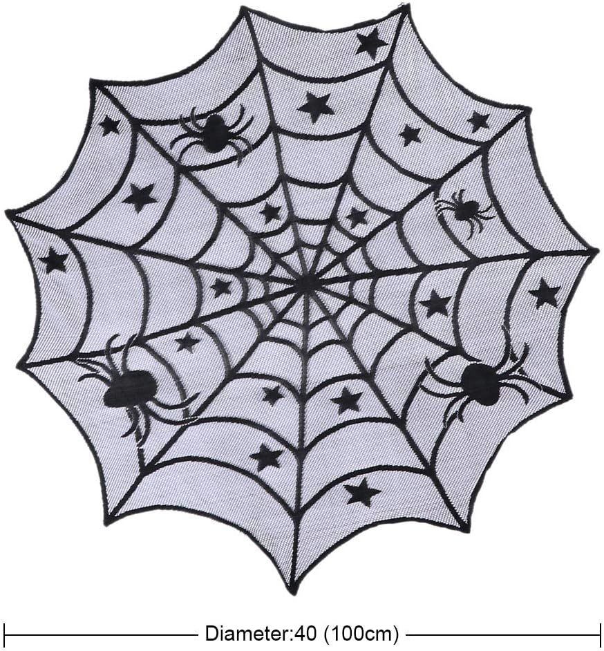 OurWarm 40-Inch Black Spider Lace Table Topper Cloth, Round Polyester Halloween Tablecloth for Ha... | Amazon (US)