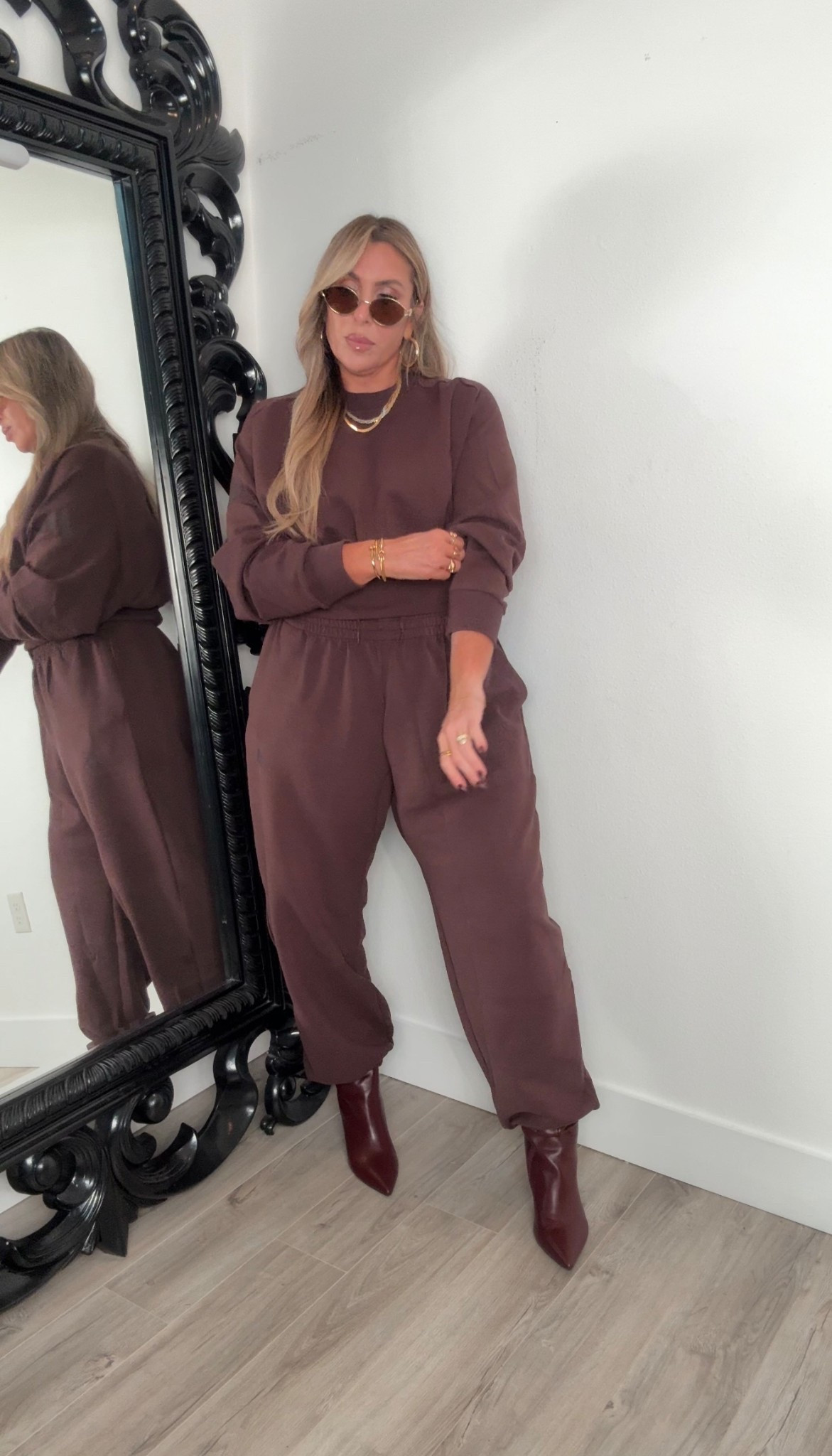 Styled Adidas pieces that I love. 

burgundy knee high boots are wide calf friendly. My calfs are 16.75 inch (skip if you are over that measurement) 

Chocolate Brown set this set feels incredible. The fabric is so Lux. The fit is waist cinching. 

Top size L (size down) The L fits me a bit big. I could have done a Medium.
Pants XL (size down) I need  a L and would still be oversized 



#LTKMidsize #LTKStyleTip #LTKActive

#LTKStyleTip #LTKMidsize #LTKShoeCrush