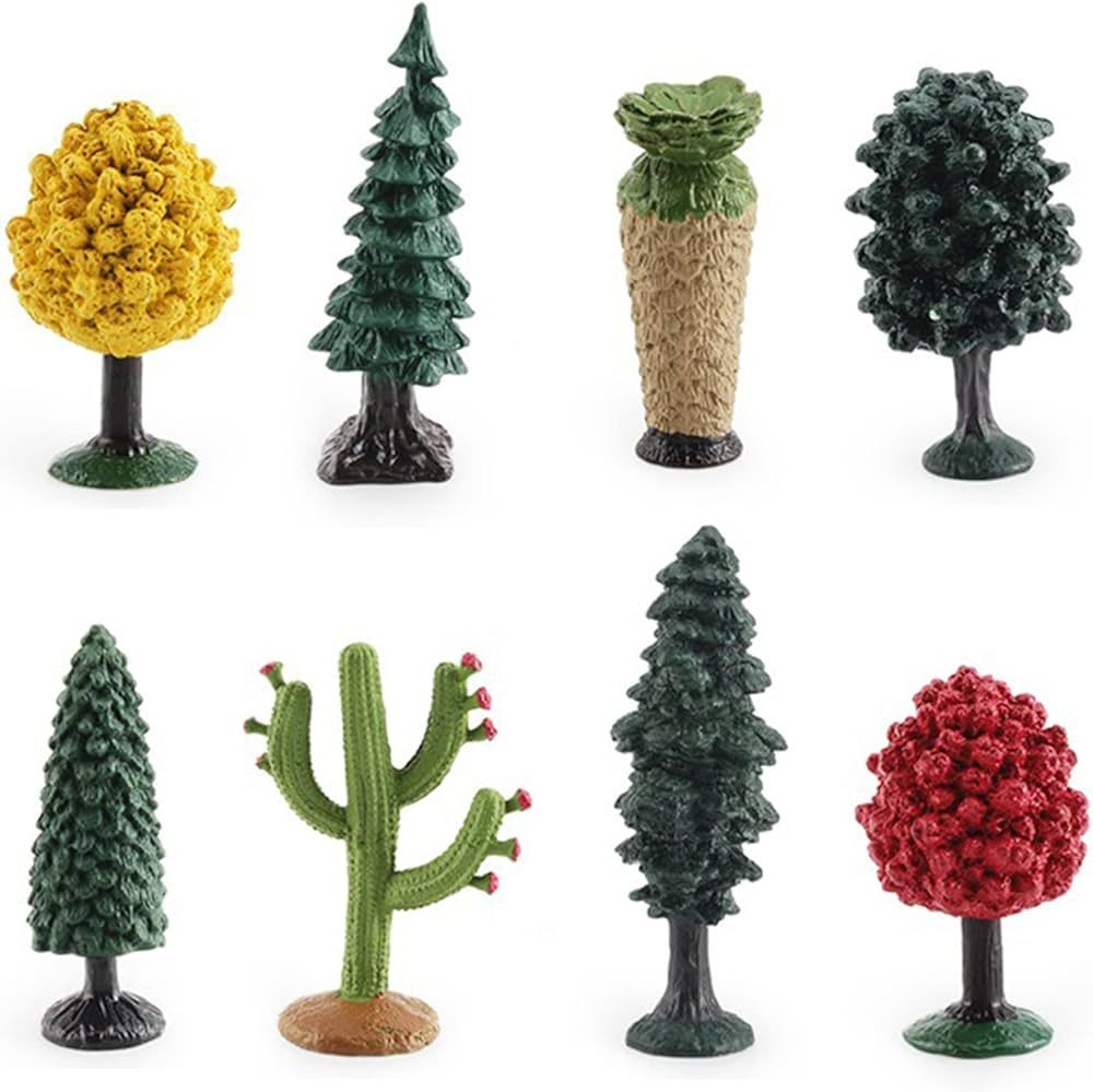 SAIEMNOOET 8PCS Model Trees Toy Figures Figurines Plastic Plants Miniature Trees Realistic Forest... | Amazon (US)