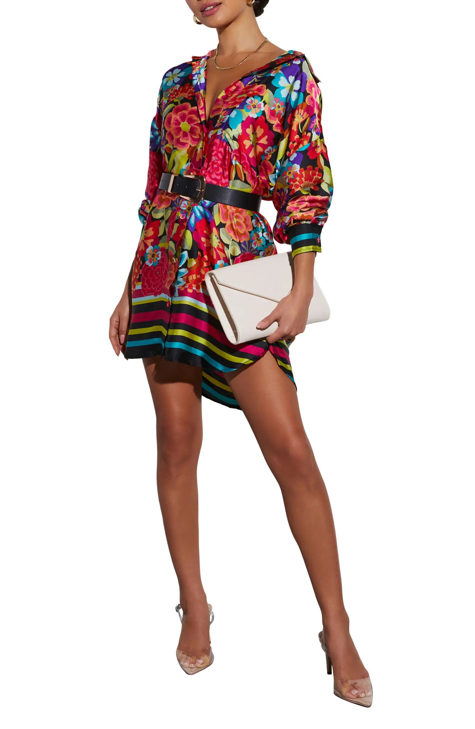 VICI Collection Coveted Floral Long Sleeve Shirtdress | Nordstrom | Nordstrom