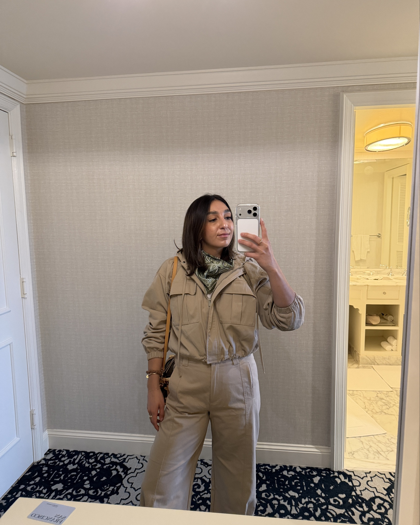 Cute little travel set, wearing small in the jacket and ended up sizing up to a medium in the pants, they do fit a bit loose but perfect for travel 