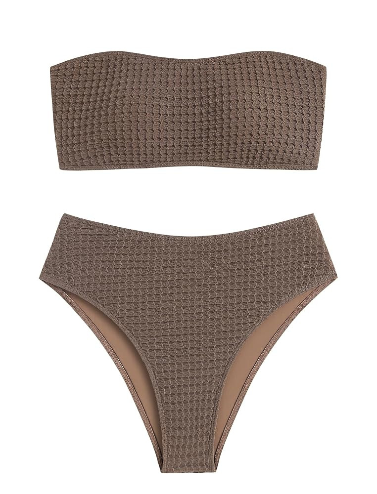 ZAFUL Women's High Cut Bandeau Bikini Set Amazon Bikini 2025 Bikini Top Bikini Swimwear Amazon | Amazon (US)