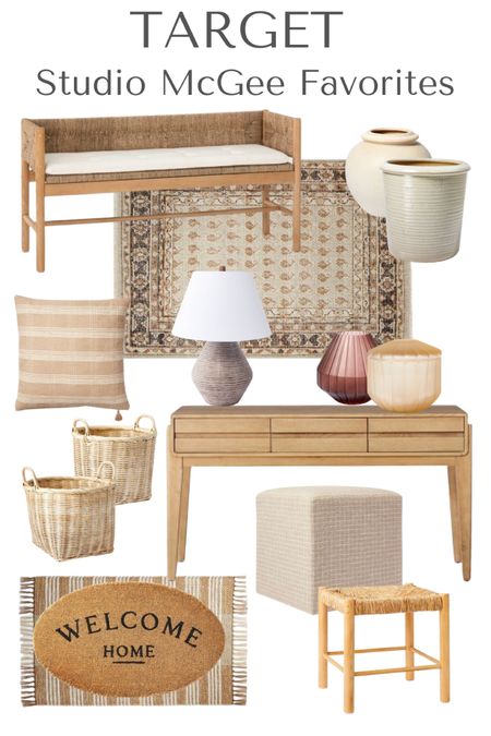 Target favorites that are currently in stock!  Target Home Decor, area rugs, front porch, console table, upholstered cubes, throw pillows, baskets, woven bench, table lamp, living room

#LTKunder50 #LTKstyletip #LTKhome