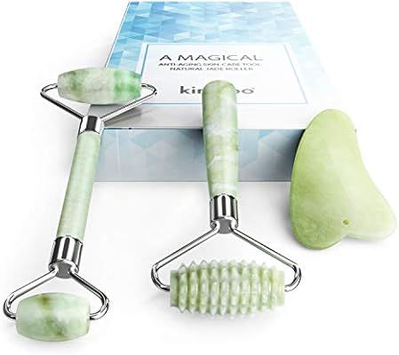 Kimkoo Jade Roller for Face-3 in 1 Kit with Gua Sha Massager Tool,100% Real Natural Jade Stone Fa... | Amazon (US)